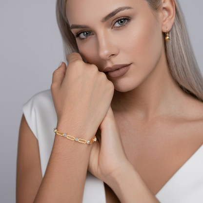 The Aurelia 3.0ct Brilliant-Cut Moissanite & Paperclip Chain Bracelet
