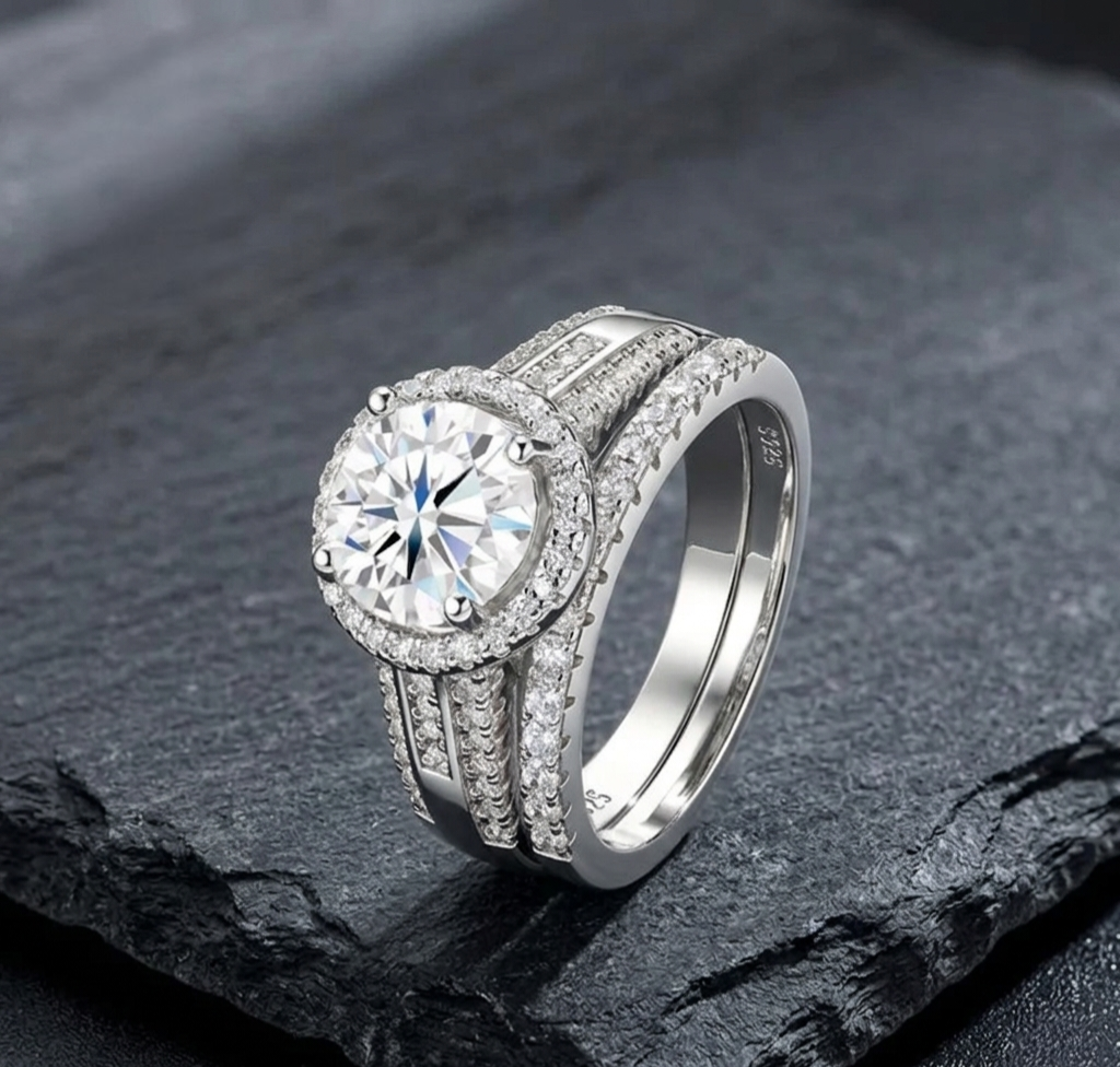 The Eternia Double-Stack Bridal Set – 2.0ct Certified Moissanite