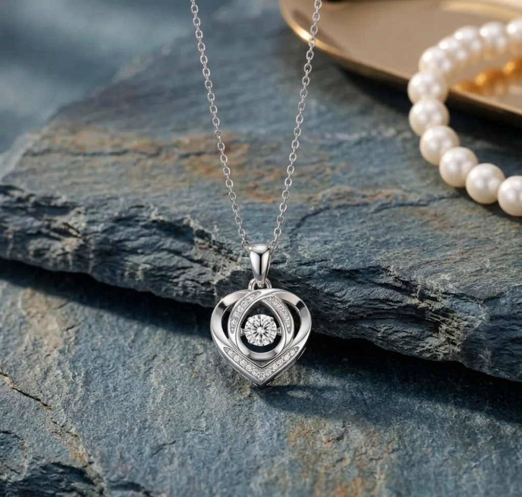 The Lovelace 'Dancing' Moissanite Heart Pendant