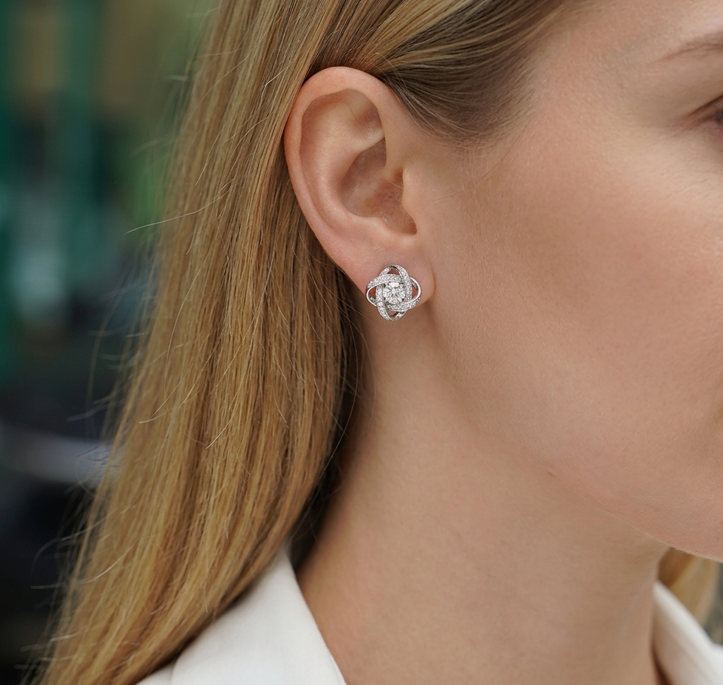 The Aurelia Moissanite Studs – A Contemporary Love Knot