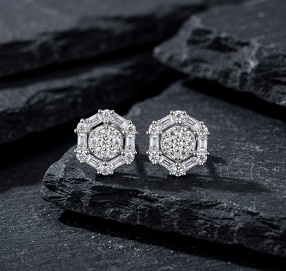 The Aurelia Hexagon Moissanite Studs