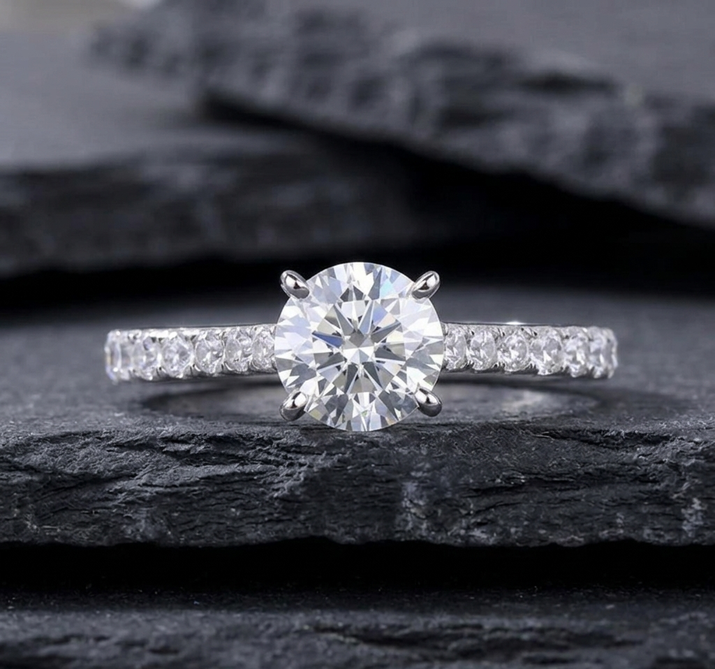The Sienna 1ct Moissanite Pavé Solitaire