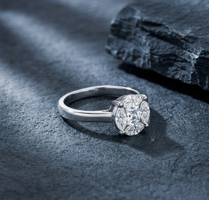 The Clementine Illusion Solitaire – 1.6ct Moissanite in Rhodium-Finished Silver