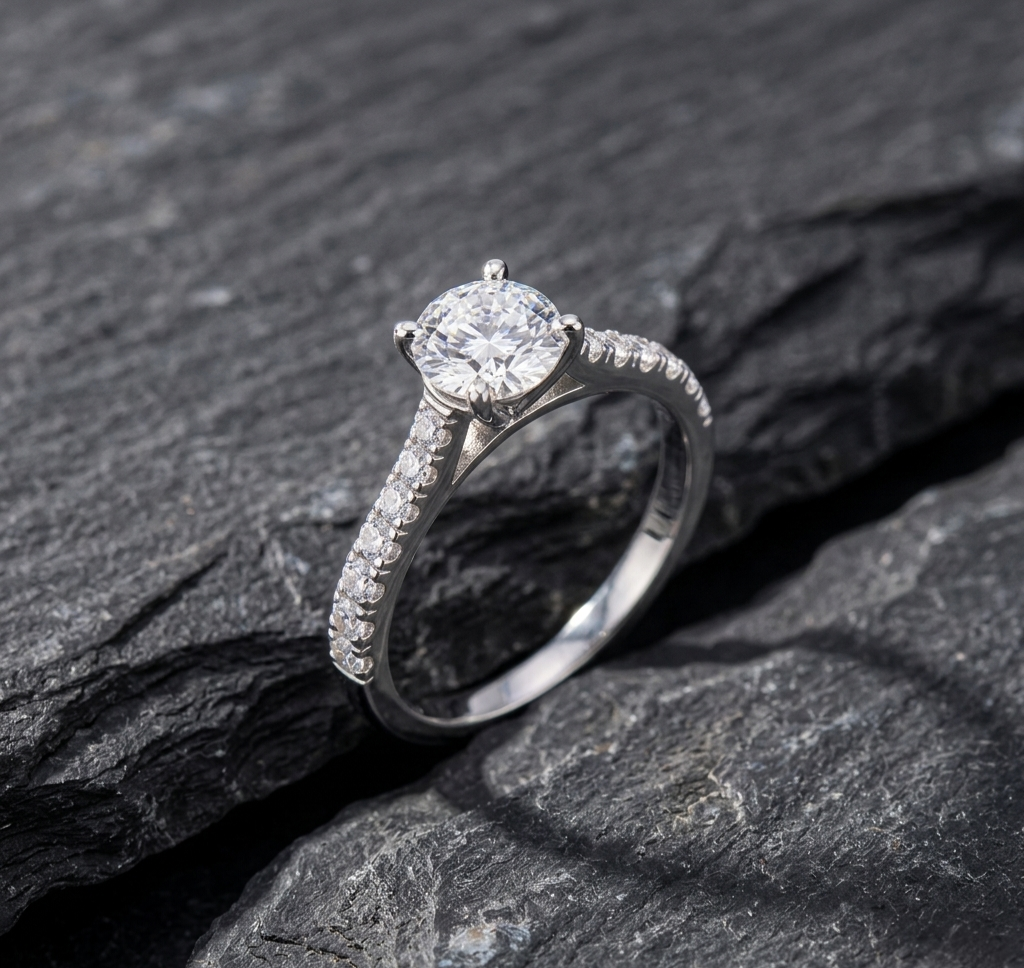 The Sienna 1ct Moissanite Pavé Solitaire