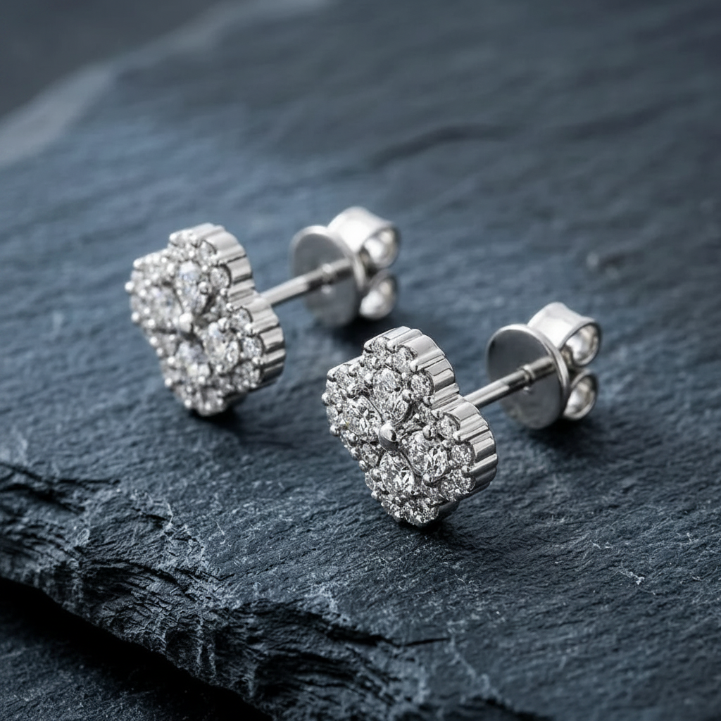 The Kensington Clover Moissanite Cluster Studs