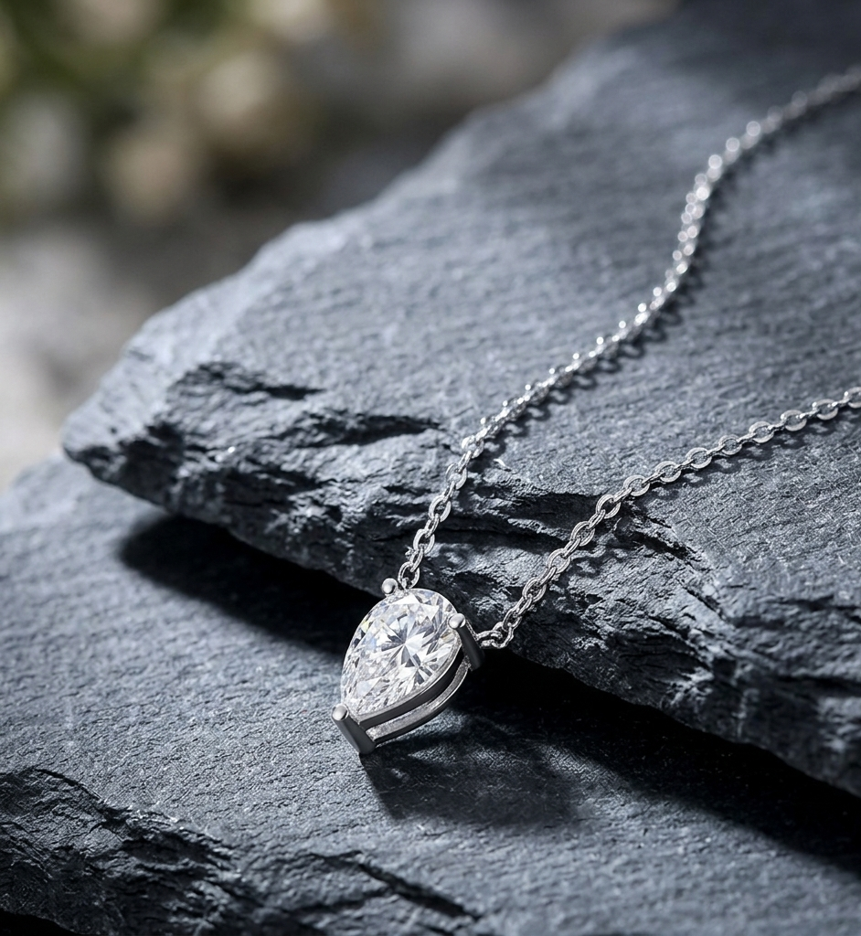 The Pear-Cut Moissanite Solitaire Pendant