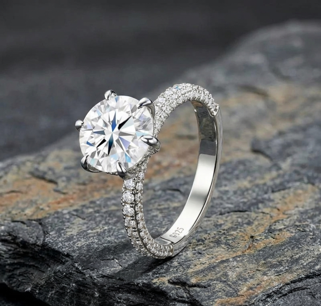 The Islay 3ct Moissanite Double-Pavé Royal Solitaire