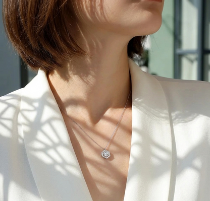 The Hexagon Solitaire Moissanite Pendant