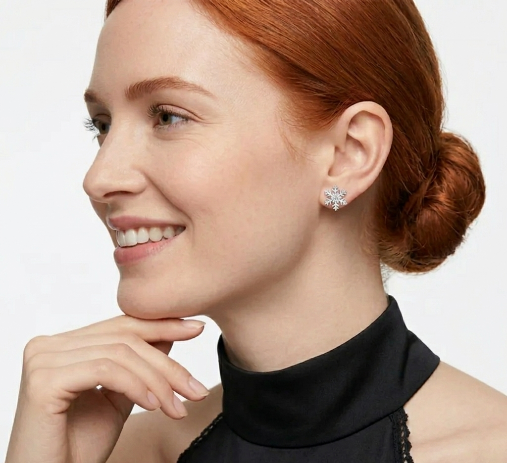 The Midnight Frost Snowflake Statement Earrings
