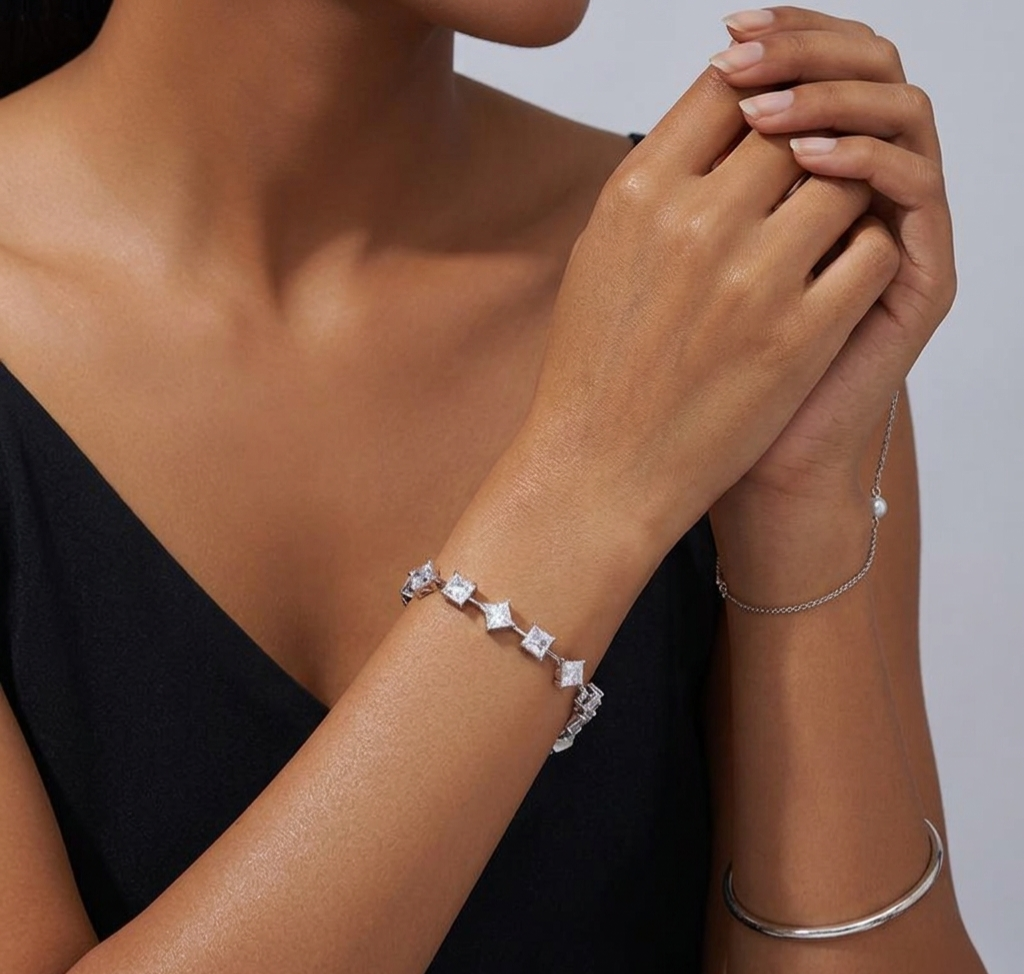 The Monaco Princess-Cut Moissanite Tennis Bracelet