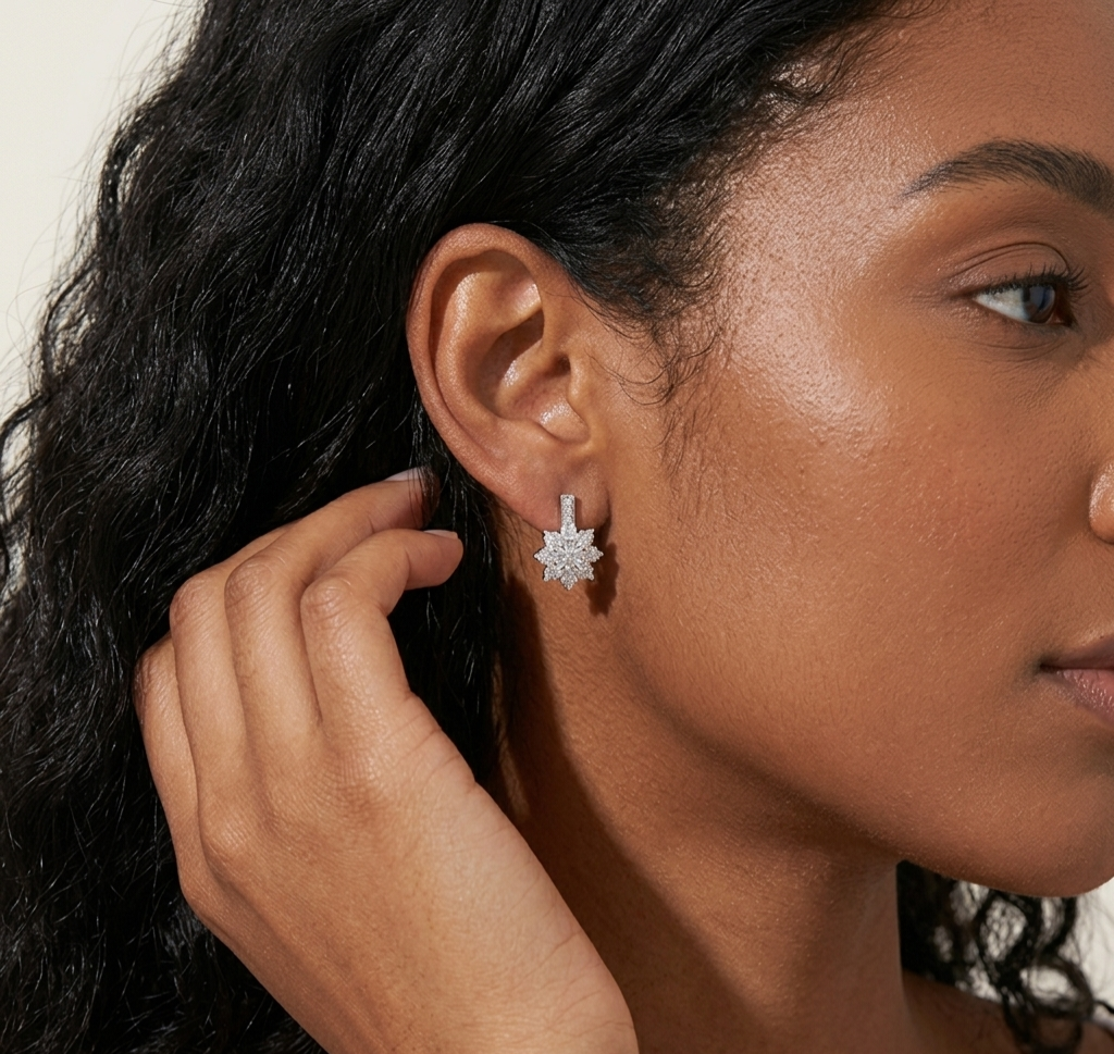 The Nova Bloom Moissanite Drop Earrings