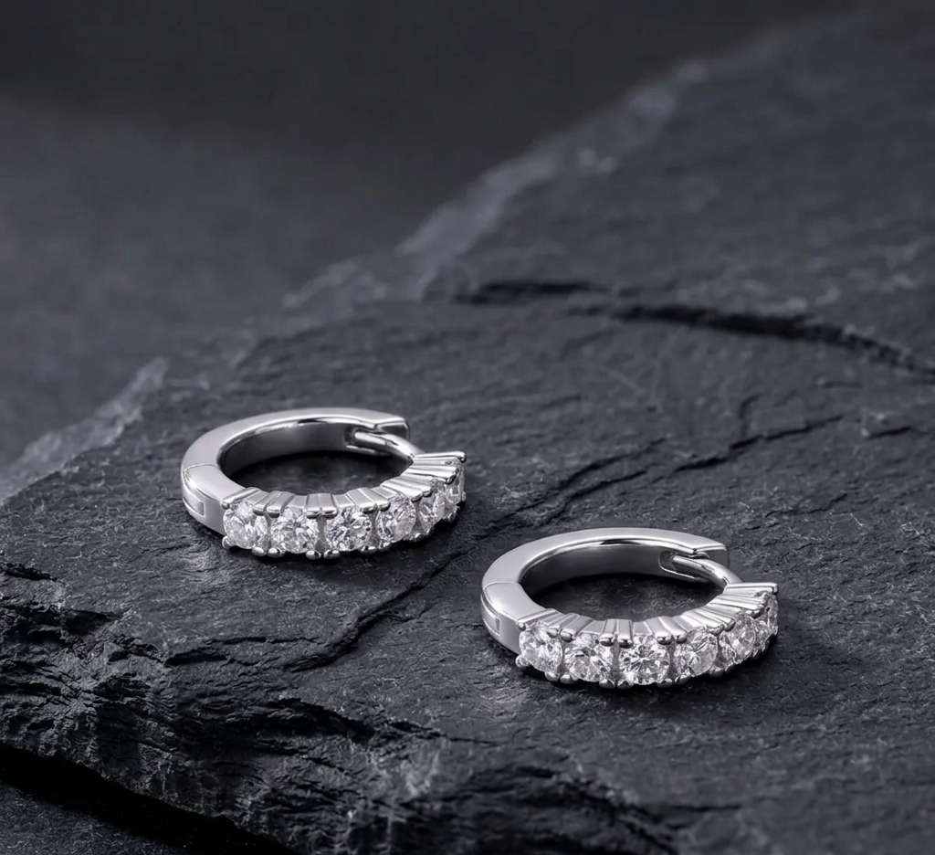 The Infinity Moissanite Huggie Hoops