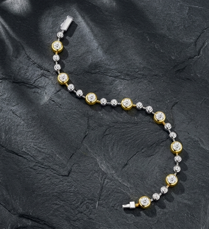 The Aurelia Two-Tone Moissanite Bezel Bracelet