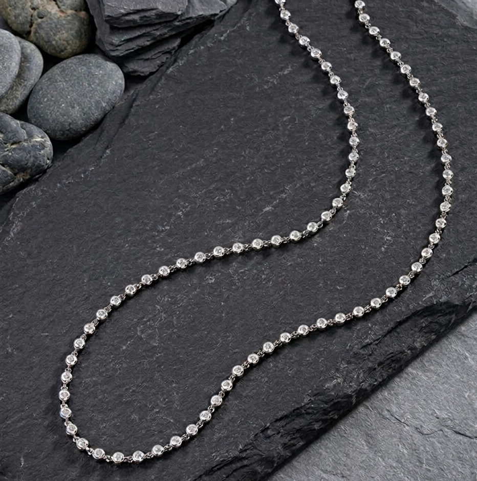 The Aura Certified Moissanite Bezel Tennis Necklace