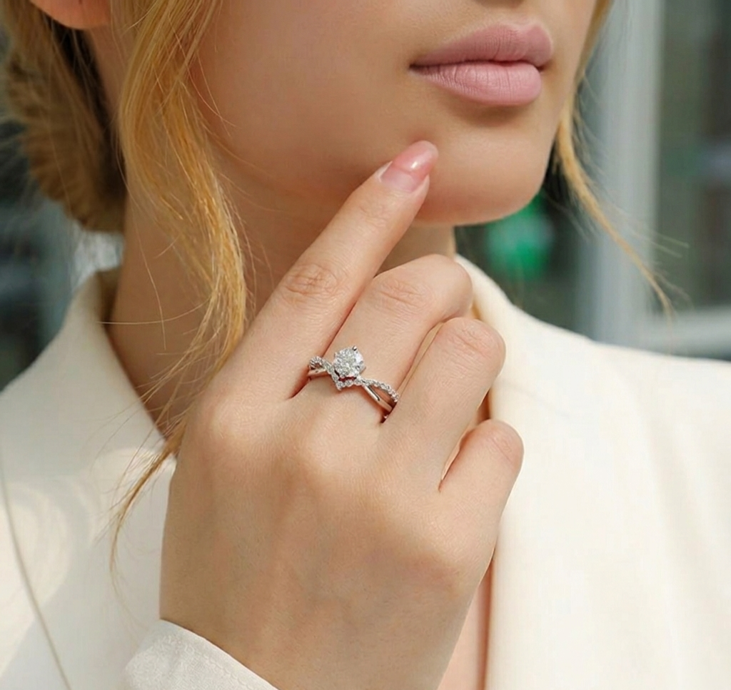 The Sovereign Chevron Moissanite Ring
