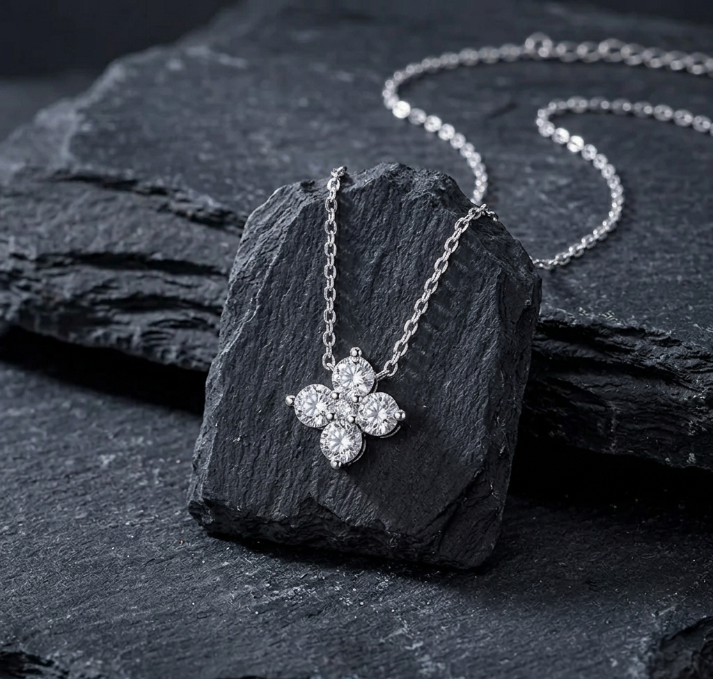 The Clover Demi-Lune Moissanite Necklace