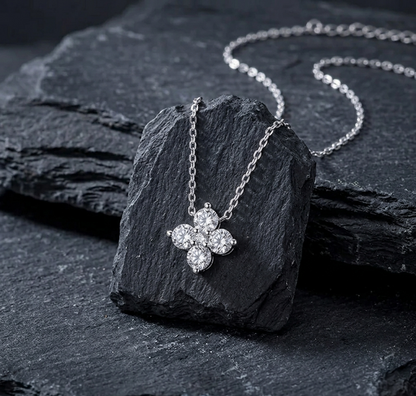The Clover Demi-Lune Moissanite Necklace