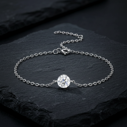 The Solitaire Bezel Moissanite Chain Bracelet