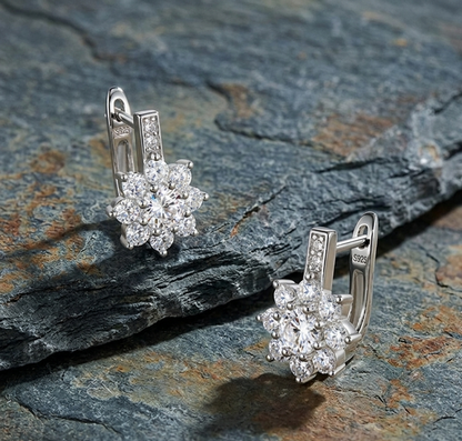 The Nova Bloom Moissanite Drop Earrings
