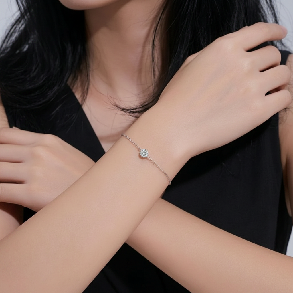 The Solitaire Bezel Moissanite Chain Bracelet
