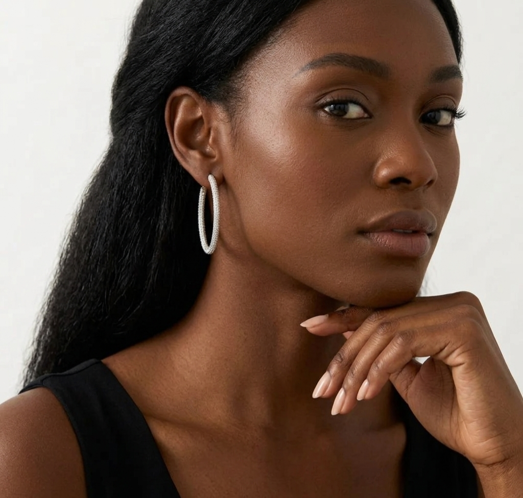 The Empress Pavé Moissanite Oval Hoop Earrings