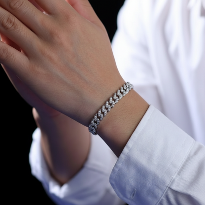 The Laurent 3.36ct Moissanite Iced Cuban Chain Bracelet