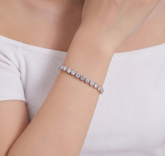 The Saffron Bezel-Cut Moissanite Tennis Bracelet