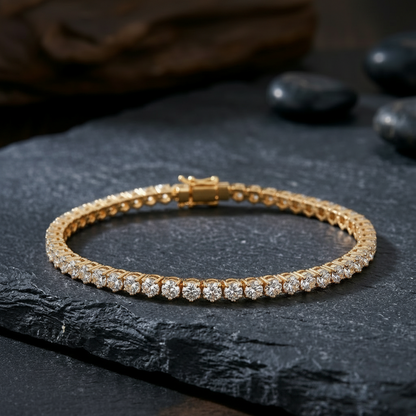 The Lumina 3mm Moissanite Tennis Bracelet in 18k Gold Vermeil