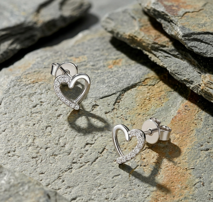 The Sweetheart Half-Pavé Moissanite Studs