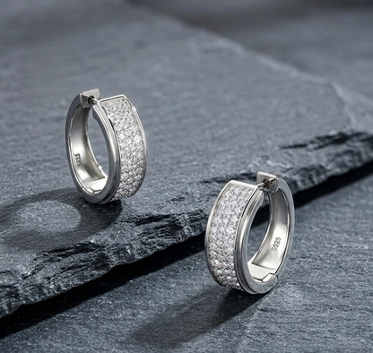 The Mercer Wide Pave Huggie Hoops