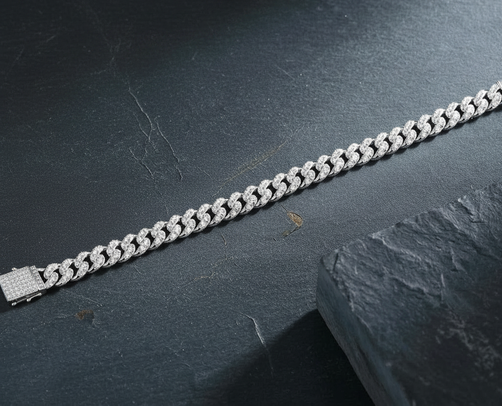 The Laurent 3.36ct Moissanite Iced Cuban Chain Bracelet