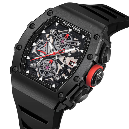 Pagani Design PD-YS011 Black Men's Quartz Chronograph Tonneau Watch Richard Mille Homage