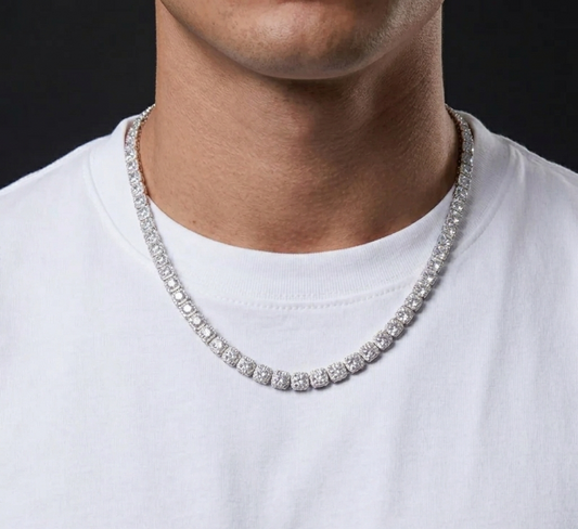 The Pinnacle 5mm VVS Moissanite Halo Statement Chain