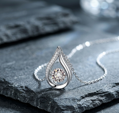 The Astraea Teardrop Pendant in Brilliant Moissanite