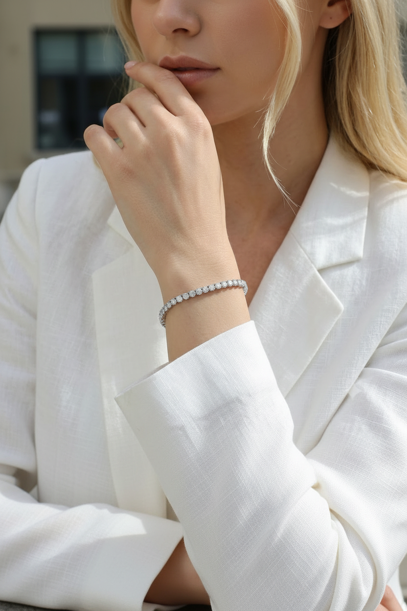 The Lumina 3mm Moissanite Tennis Bracelet in 18k Gold Vermeil