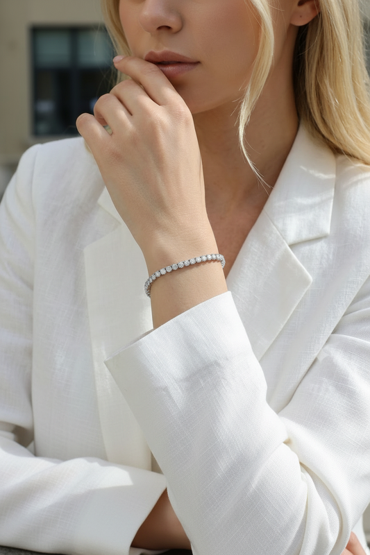 The Lumina 3mm Moissanite Tennis Bracelet in 18k Gold Vermeil